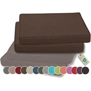 Gutekissen® Stuhlkissen Polsterauflage Auflage für Stühle/Bänke für Haus und Garten Sitzauflage Gartenkissen Sitzkissen viele Farben FK5 (50x50, Braun, 2)