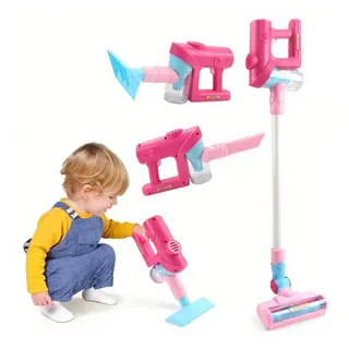 CLTYQ Kinder-Staubsauger Reinigungswerkzeuge für Kinder 3 4 5 6 Jahren Spielzeugstaubsauger, mit Licht und Sound,Kinderstaubsauger mit Echter Saugfunktion rosa