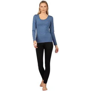 UTENOS Merino Wolle und Lyocell Damen Baselayer Langarm Unterhemd, blau, Large - L
