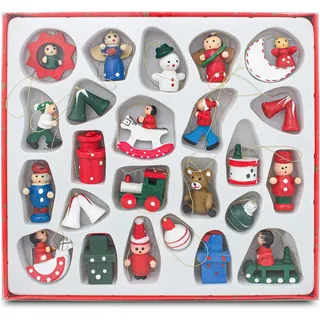 Brubaker 24-TLG. Set Weihnachtsbaumschmuck aus Holz