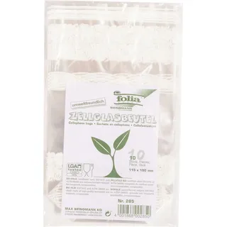 Folia Zellglas-Bodenbeutel M weißer Spitzendruck 11,5 x 19,0 cm 10 St.
