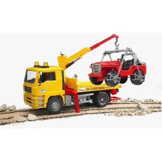 Bruder 02750 - MAN TGA Abschlepp LKW mit Geländewagen 1:16