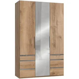 Level 150 x 236 x 58 cm Plankeneiche Nachbildung mit Spiegeltüren und Schubladen