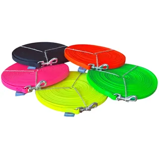 BioThane® Schleppleine genäht, 10m/13mm, mit Handschlaufe, Neonorange