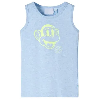 vidaXL Kinder Tank Top Jungen Knaben Unterhemd Shirt Ärmellos Hellblau Melange 128 - 128