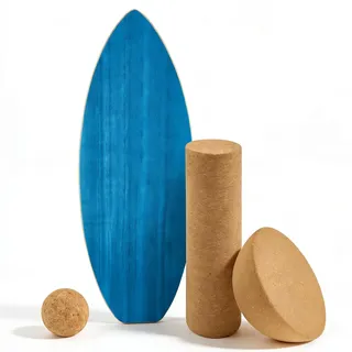 Surfin Balance Board, Balance Board Holz mit Rolle, Halbkugel und Balance Ball, Indoor Surfboard und Gleichgewichtsboard für Kinder und Erwachsene