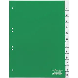 Durable Zahlenregister 1-12 A4 hoch Grün 12 St.