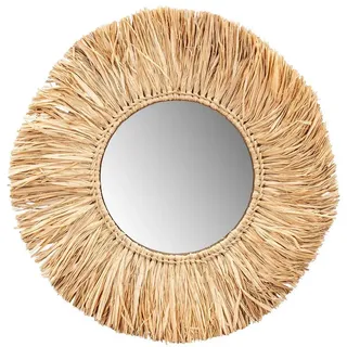 Levandeo® Dekoobjekt, Wandspiegel Seegras Ø 50cm Spiegel Rund Flurspiegel Wanddeko Boho