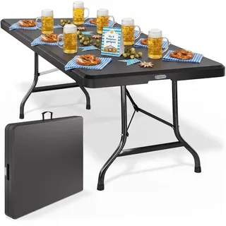 CASARIA Klapptisch 183 x 76 x 74 cm Anthrazit/Grau