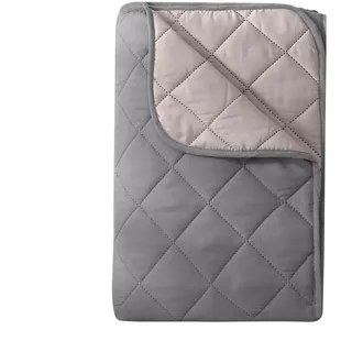 Wometo Microfaser Sommer Steppbett 135x200 grau & hellgrau / OEKO-TEX / kochfest 95° / Leichtsteppbett heiße Tage / ohne Bezug verwendbar