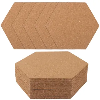 SINJEUN 14 Stück Sechseckige Korkplatte, 200 x 175 x 6 mm Korkplatte Selbstklebende, Korktafel Korkwand Kork Hexagon Für Büro Memorandum, Heimdekoration Und Fotohängen, Naturbraun