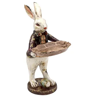 Werner Voß Hasenfigur mit Schale – Osterdeko Polyresin 17x14x30 cm
