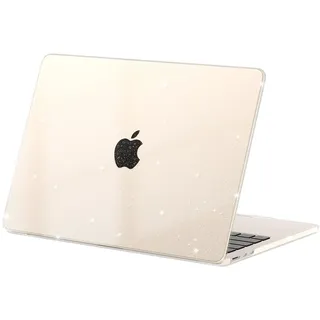 eleger Glitzer Hülle kompatibel mit MacBook Air 13 Zoll M5 M4 M3 M2 [Farblich passend zum Mac], Release 2026 2025 2024 2022, transparente Hartplastik Schutzhülle für MacBook Air 13,6", Polarstern