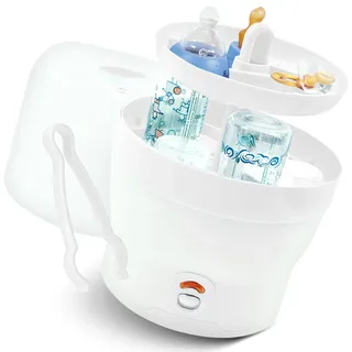 Babyruf BS 29 Sterilisator für Babyflaschen | Dampfsterilisator & Vaporisator | bis zu 6 Flaschen | Einfache Bedienung | Baby Erstausstattung Neugeborene | Flaschenreiniger | Baby Zubehör | weiß