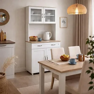 Hti-Living Küchenbuffet mit Glasteil  Weiß