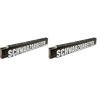 Stabila Holz-Gliedermaßstab Type 707 P SCHWARZARBEITER, 2 m, schwarz, metrische Skala, mit Winkelschema, PEFC-zertifiziert (Packung mit 2)
