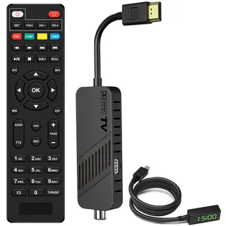 Leyf DVB-T2 DVB-T2 Decoder Full HD 1080P, TV-Decoder, versteckt hinter dem TV, Digitalanzeige, HEVC H265 Main 10 Bit, 2-in-1-Fernbedienung, HDMI/AV, USB