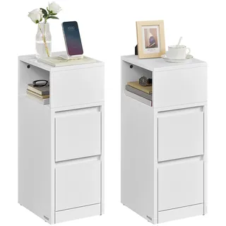 VASAGLE Nachtschrank Kailyn 2-teilig 0 x 0 x 0 cm Wolkenweiß