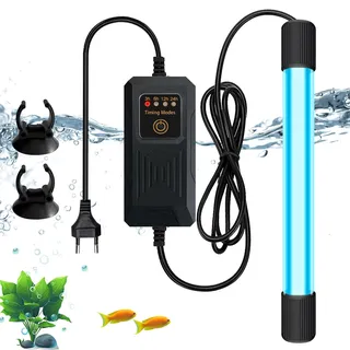 PORFOYO Aquarium-UV-Sterilisator 9W UVC-Licht mit Timer, Wasserdicht, Zuhause-UV-Sterilisator, Aquarium-UV-Klärer für Reinigung von Aquarien, Pools und Fischbecken