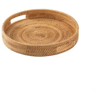 Rattan-Tablett zum Organisieren von Schlüsseln, Post und kleinen Gegenständen, perfekt für Kücheninseln und Couchtische (25 cm)