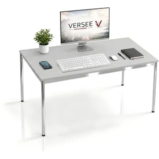 Versee Schreibtisch Grau, Holzwerkstoff, Rechteckig, Rundrohr, 75x75.5x120 cm Arbeitszimmer, Schreibtische, Bürotische