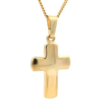 HOPLO Kreuzanhänger Gold Anhänger Kreuz mit Goldkette massiv 585 - 14 Karat Gold 40 cm, Made in Germany 40 cm Damenkette eng