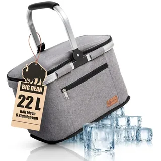 BigDean Kühlkorb 22L bis zu 5 Stunden kühl - Einkaufskorb Thermo Einkaufskorb Kühltasche Isolierkorb Thermokorb - BigDean