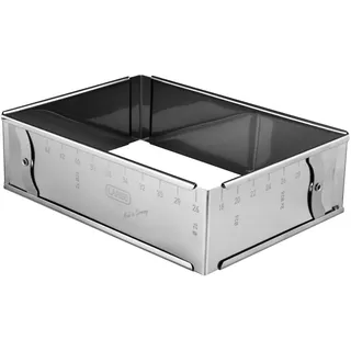 LARES Backrahmen mit Klemmung und Skala 7,5 cm hoch - Backrand Tortenring eckig