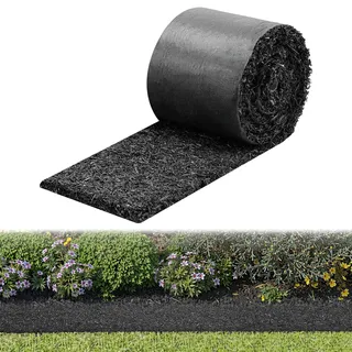 Vevor Gummimulchmatte, 356x14 cm, Unkrautmatte 1,3 cm dick, Zuschneidbar, Gartenvlies, Unkrautvlies, Unkrautbarrierematte, Garteneinfassung, Randma...