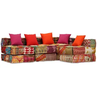 vidaXL 4-Sitzer Modularer Pouf Patchwork Stoff