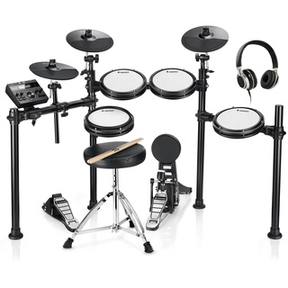 Donner DED-200 E-Drum-Sets, E-Schlagzeug mit 450 Sounds, USB-MIDI-Konnektivität, Drum Throne/Sticks/Kopfhörer/Audiokabel, Weihnachtsgeburtstagsgeschenk