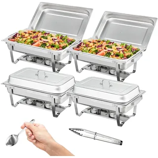Vevor Edelstahl Warmhaltebehälter Speisenwärmer Wärmebehälter 4x7,5L 4 Stk Chafing Dish Set