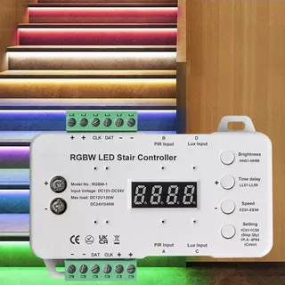 XLSBZ LED-Treppenstufenbeleuchtung Controller mit Bewegungsmelder,16 Stufen RGBW Bunte Treppenlichter Controller,Enthält keinen Lichtstreifen