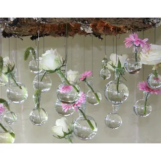 NaDeco Kugelvase aus Glas, Durchmesser von 40-80mm, Größe wählbar | Glas-Kugel-Vasen | Dekovasen zum Hängen | Hydroponik-Vasen | Hängevase | Blumenvase | Tischvase | Glaskugel-Vase, Größe:Ø 57 mm