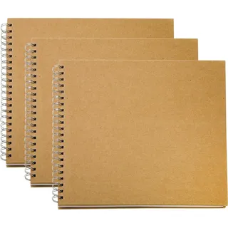 VBS 3er Pack Album KRAFTPAPIER mit weißen Seiten DIY, Scrapbook, Gestalten, Bilder, Einkleben, Sammelalbum, Papier Ringbuch-Album, 30,5x30,5 cm