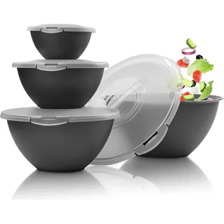Hausfelder Salatschüssel Set 8-tlg. Anthrazit/Schwarz 0,7-6 L