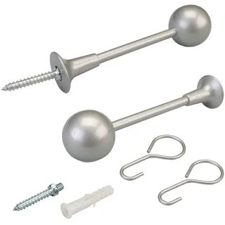 LIEDECO silber (silberfarben, matt), Metall, Raffhalter, für Gardinenstangen Ø 16 mm