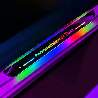 LED-Induktionslicht einstiegsleisten, Personalisiert Foto/Text LED-Einstiegsleisten für Auto, 7Farben Led Innenbeleuchtung Auto, Verkabelungsfreie Anti Scratch Türschweller Schutz Leisten (Mehrfarbig)