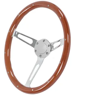 Vintage Lenkrad , Holzlenkrad 380 Mm Durchmesser die Montage Im Nostalgie Stil , Universeller Walnussgriff Automodifikationen(Braun) , Fahrzeugumbau/Nachr ̈1stung/Performance
