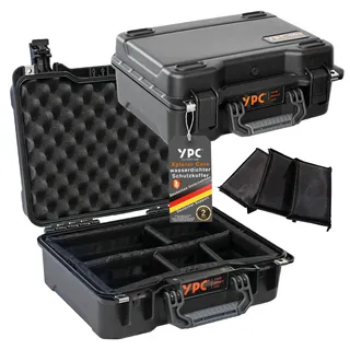 your perfect case YPC Xplorer Case M Outdoor Case, Fotokoffer gepolstert wasserdicht, Kamera Koffer Schwarz, 403x330x165mm