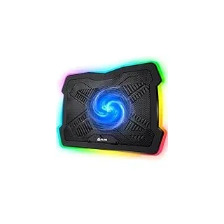Ultimate Gaming Laptop Kühler mit RGB Lüfter und USB Anschluss | Passt auf Laptops bis 19 Zoll - deutscher Support in unter 24 Stunden, Schwarz