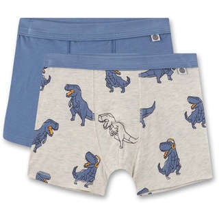 Sanetta Jungen Shorts, 2er Pack - Pants, Unterhosen, Baumwoll-Stretch, Dino Beige/Blau 140