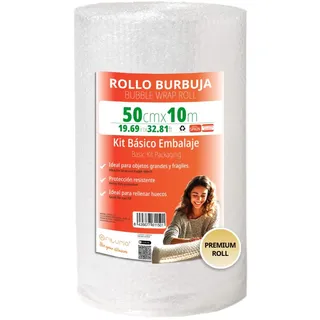 OFITURIA Luftpolsterfolie Verpackung 50cm x 10m – BBlasenfolie Transparent und Flexibel zum Schutz beim Versand - Wiederverwendbare Verpackungsfolie für Haushalt, Gewerbe und Umzug