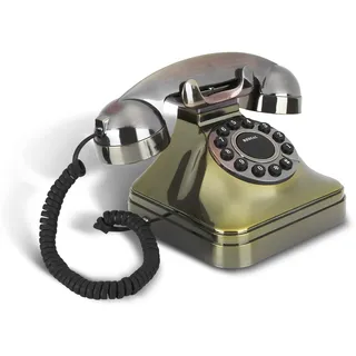 cigemay Vintage Festnetztelefon, Retro-Antik-High-Definition-Schnur-Telefon Bronze, Dekoratives Telefon mit Großer Tastatur für Office, Home, Hotel