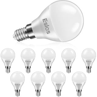 Eslas E14 LED Lampe G45 Kaltweiß, 6W LED Birne E14 6000K, 600Lm, 60 Watt ersetzt, P45 Globe Leuchtmittel E14, Nicht-dimmbar, 10er Pack