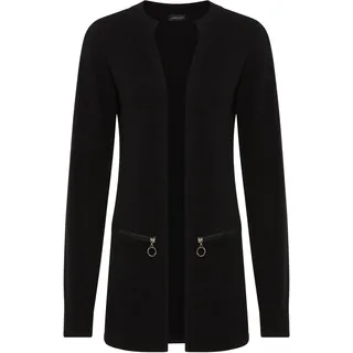 LAURA SCOTT Strickjacke kuscheliger Übergangsstrick in lässiger Langform mit Zipperdetails schwarz