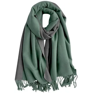 Kaschmir Schal Damen Cashmere Schal Damen Stola Schals Tücher für Damen Herbst,Imitat Pashmina Schal Quasten XXL Kaschmir Schal Damen Winter,Wendeschal Einfarbiger Schal Grau Schal Grün,200x60CM