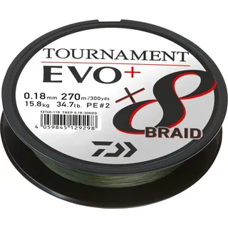 Daiwa Tournament Evo Plus Geflochtene Schnur 135 M - Dark Green - 0.120 mm