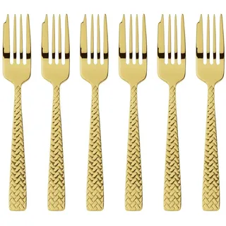 Sambonet [W2404] Cortina Set 6 Kuchengabeln, Edelstahl/PVD Gold - 52722GA5 [SP]"UVP: 99,90"