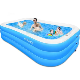 Aufblasbarer Schwimmbecken, efubaby 304,8 x 182,9 x 55,9 cm, aufblasbarer Pool, für Kinder, Kleinkinder, Familie, Hinterhof-Pools für Erwachsene und Kinder ab 3 Jahren, Hellblau